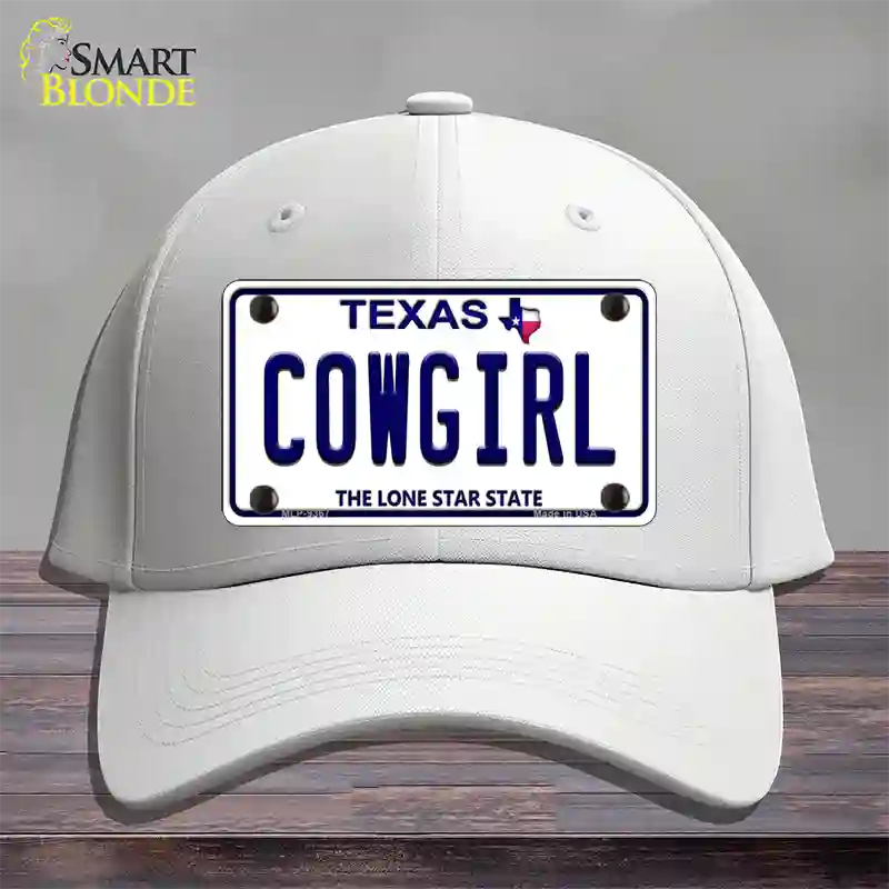 Cowgirl Texas Novelty License Plate Hat Cotton / White