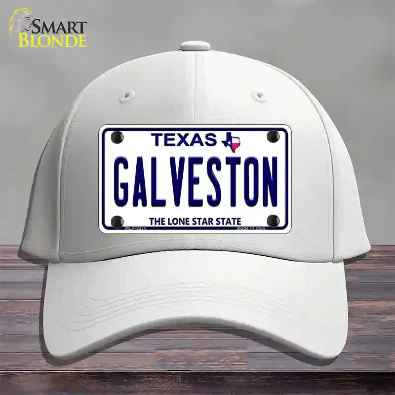 Galveston Texas Novelty License Plate Hat Cotton / White