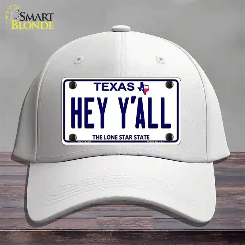 Hey Yall Texas Novelty License Plate Hat Cotton / White