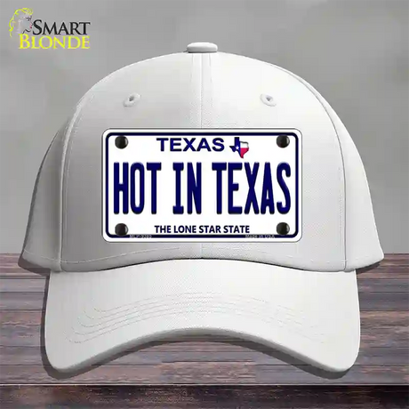 Hot in Texas Novelty License Plate Hat Cotton / White