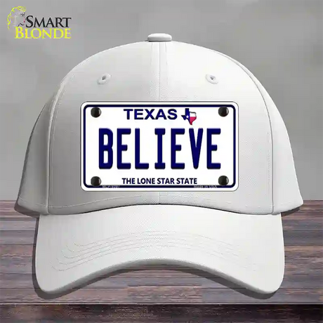 Believe Texas Novelty License Plate Hat Cotton / White