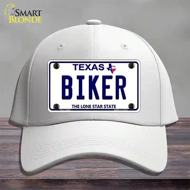 Biker Texas Novelty License Plate Hat Cotton / White