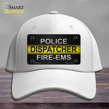 Police / Dispatcher / Fire- EMS Novelty License Plate Hat Cotton / White