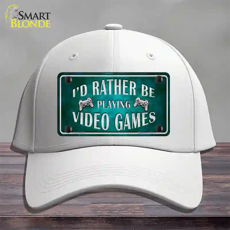 Rather Play Video Games Novelty License Plate Hat Cotton / White