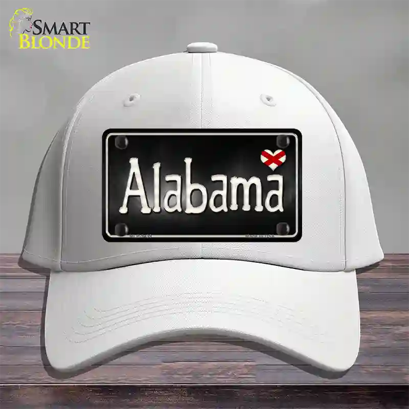 Alabama Flag Script Novelty License Plate Hat Cotton / White