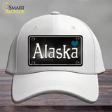 Alaska Flag Script Novelty License Plate Hat Cotton / White