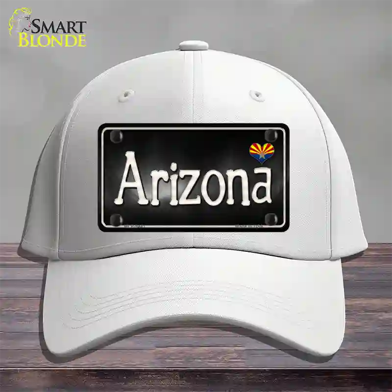 Arizona Flag Script Novelty License Plate Hat Cotton / White