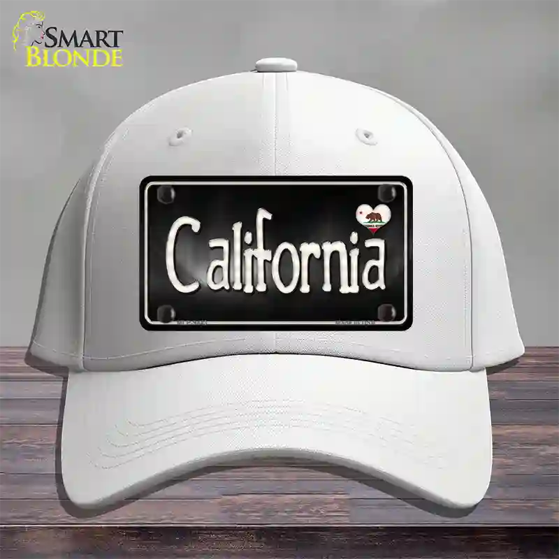 California Flag Script Novelty License Plate Hat Cotton / White