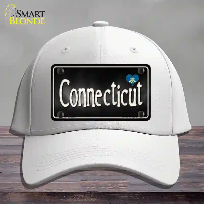 Connecticut Flag Script Novelty License Plate Hat Cotton / White