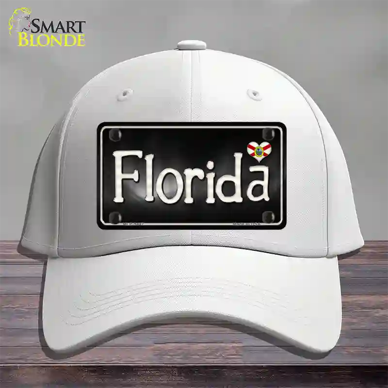 Florida Flag Script Novelty License Plate Hat Cotton / White