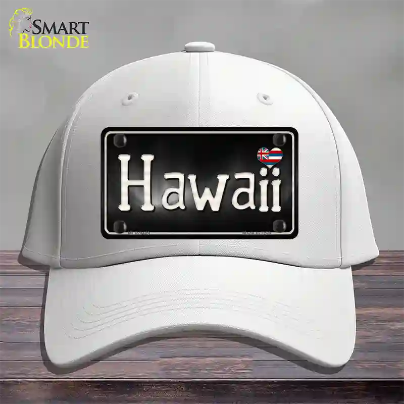 Hawaii Flag Script Novelty License Plate Hat Cotton / White