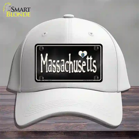 Massachusetts Flag Script Novelty License Plate Hat Cotton / White