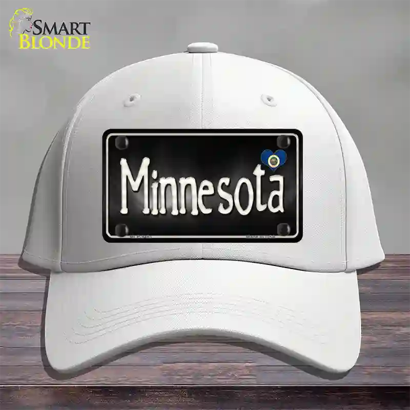 Minnesota Flag Script Novelty License Plate Hat Cotton / White