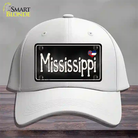 Mississippi Flag Script Novelty License Plate Hat Cotton / White