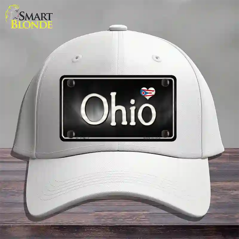 Ohio Flag Script Novelty License Plate Hat Cotton / White