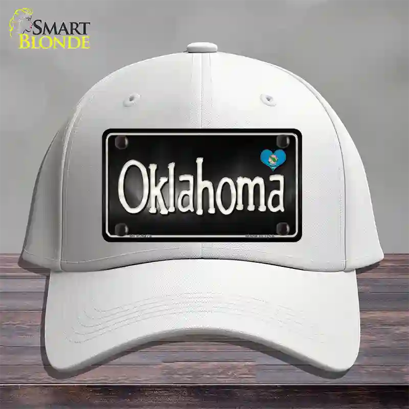 Oklahoma Flag Script Novelty License Plate Hat Cotton / White