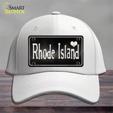 Rhode Island Flag Script Novelty License Plate Hat Cotton / White