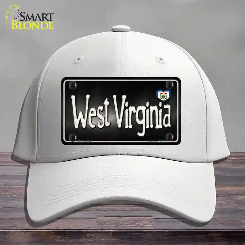 West Virginia Flag Script Novelty License Plate Hat Cotton / White