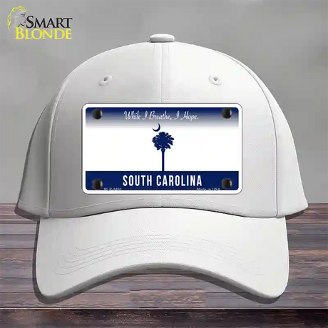 South Carolina I Breathe Blank Novelty License Plate Hat Cotton / White