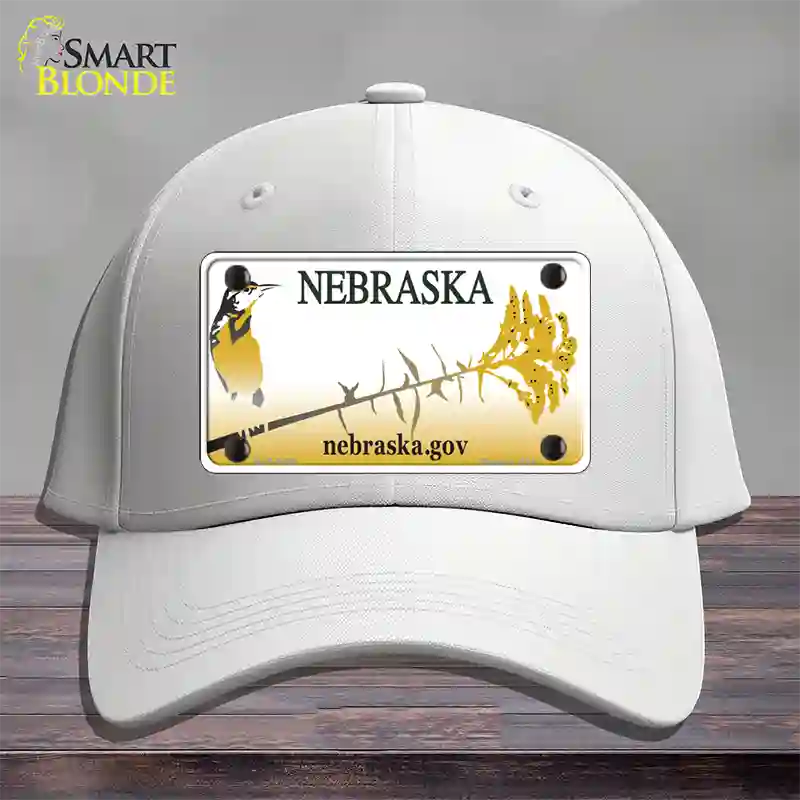 Nebraska Blank Novelty License Plate Hat Cotton / White