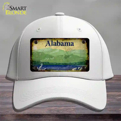 Alabama State Blank Novelty License Plate Hat Cotton / White / Alabama Mountains (9502):https | Rusty | Yes