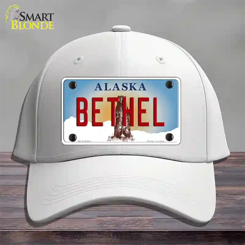 Bethel Alaska State Novelty License Plate Hat Cotton / White