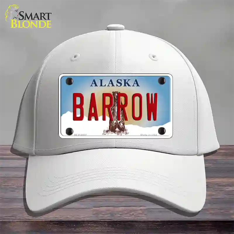 Barrow Alaska State Novelty License Plate Hat Cotton / White