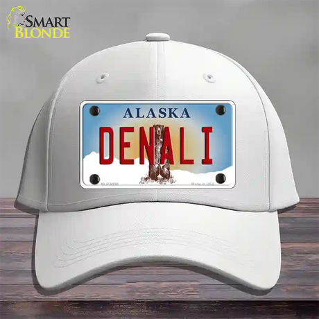 Denali Alaska State Novelty License Plate Hat Cotton / White