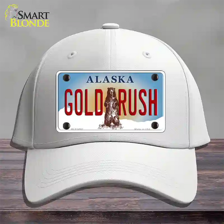 Gold Rush Alaska State Novelty License Plate Hat Cotton / White