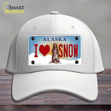 I Love Snow Alaska State Novelty License Plate Hat Cotton / White