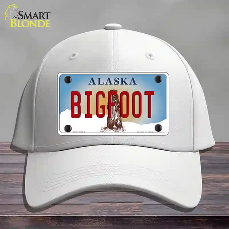 Bigfoot Alaska State Novelty License Plate Hat Cotton / White