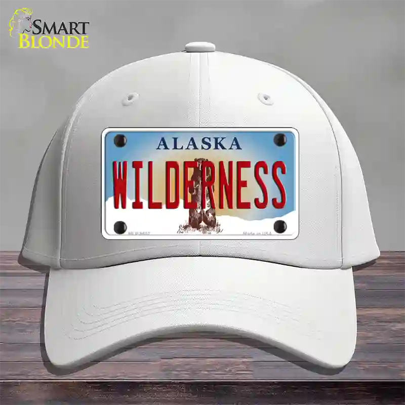 Wilderness Alaska State Novelty License Plate Hat Cotton / White