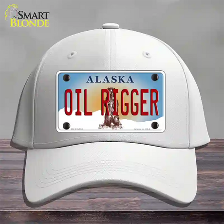 Oil Rigger Alaska State Novelty License Plate Hat Cotton / White