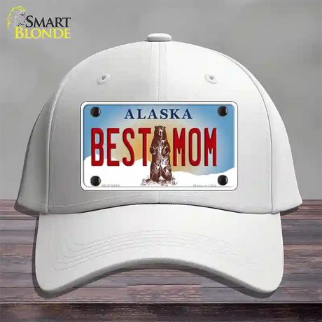 Best Mom Alaska State Novelty License Plate Hat Cotton / White