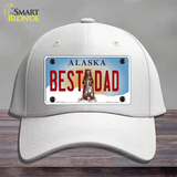 Best Dad Alaska State Novelty License Plate Hat Cotton / White