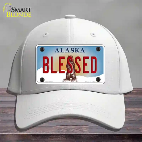 Blessed Alaska State Novelty License Plate Hat Cotton / White