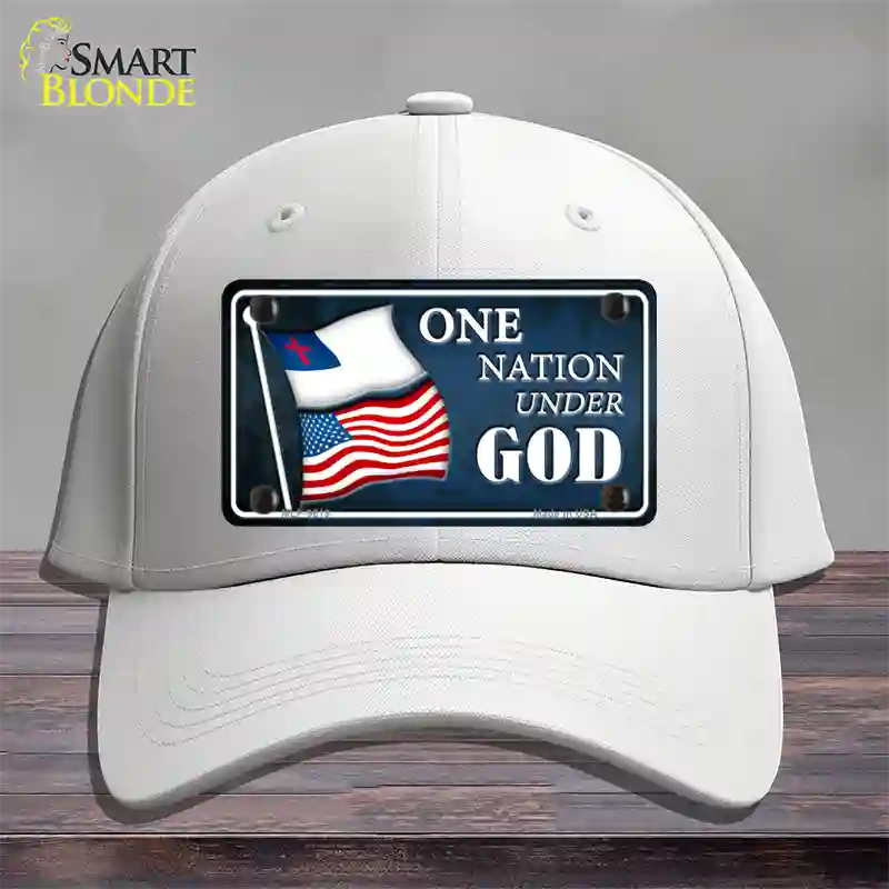 One Nation Under God Flags Novelty License Plate Hat Cotton / White