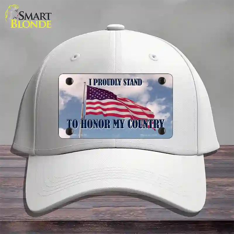 Proudly Stand Novelty License Plate Hat Cotton / White