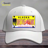 Drive Pink Alaska Novelty License Plate Hat Cotton / White