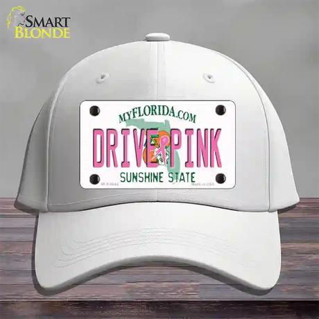 Drive Pink Florida Novelty License Plate Hat Cotton / White