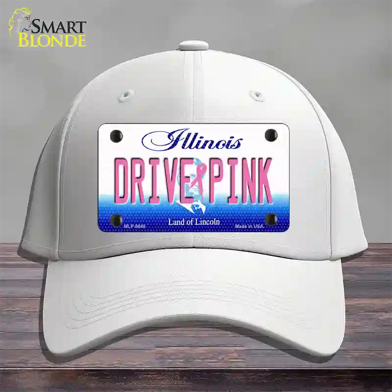 Drive Pink Illinois Novelty License Plate Hat Cotton / White