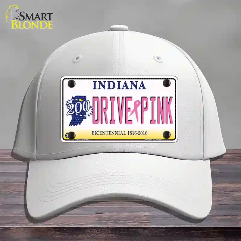 Drive Pink Indiana Novelty License Plate Hat Cotton / White