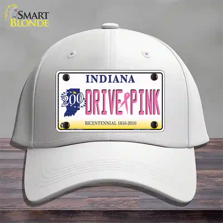 Drive Pink Indiana Novelty License Plate Hat Cotton / White