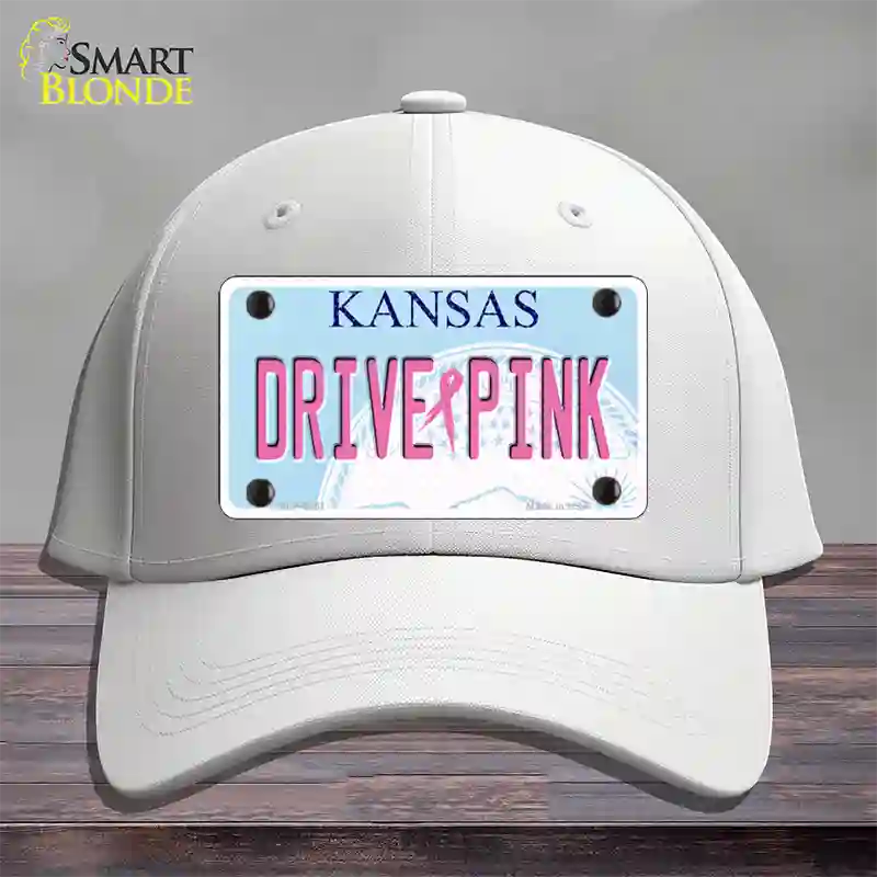 Drive Pink Kansas Novelty License Plate Hat Cotton / White