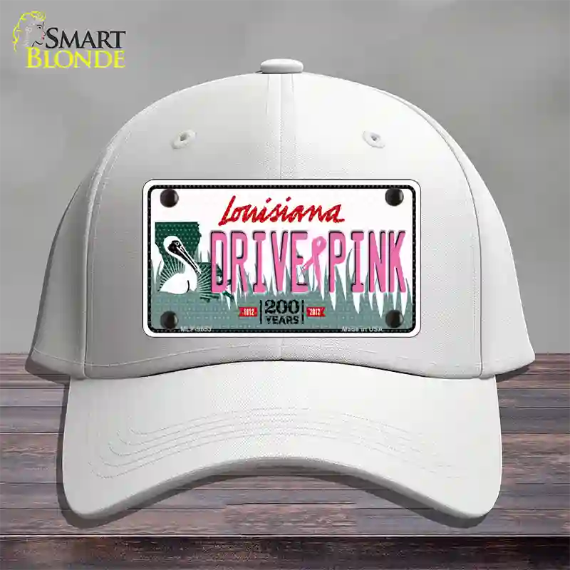 Drive Pink Louisiana Novelty License Plate Hat Cotton / White