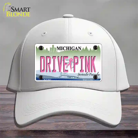 Drive Pink Michigan Novelty License Plate Hat Cotton / White