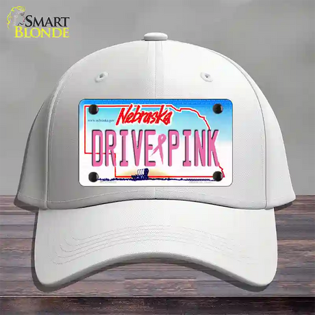 Drive Pink Nebraska Novelty License Plate Hat Cotton / White