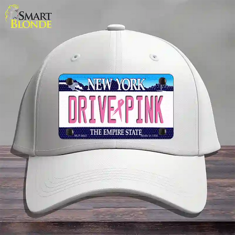 Drive Pink New York Novelty License Plate Hat Cotton / White