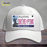 Drive Pink Oklahoma Novelty License Plate Hat Cotton / White