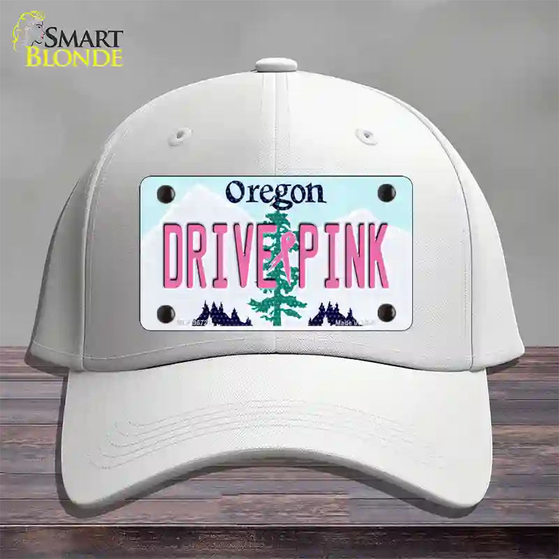 Drive Pink Oregon Novelty License Plate Hat Cotton / White